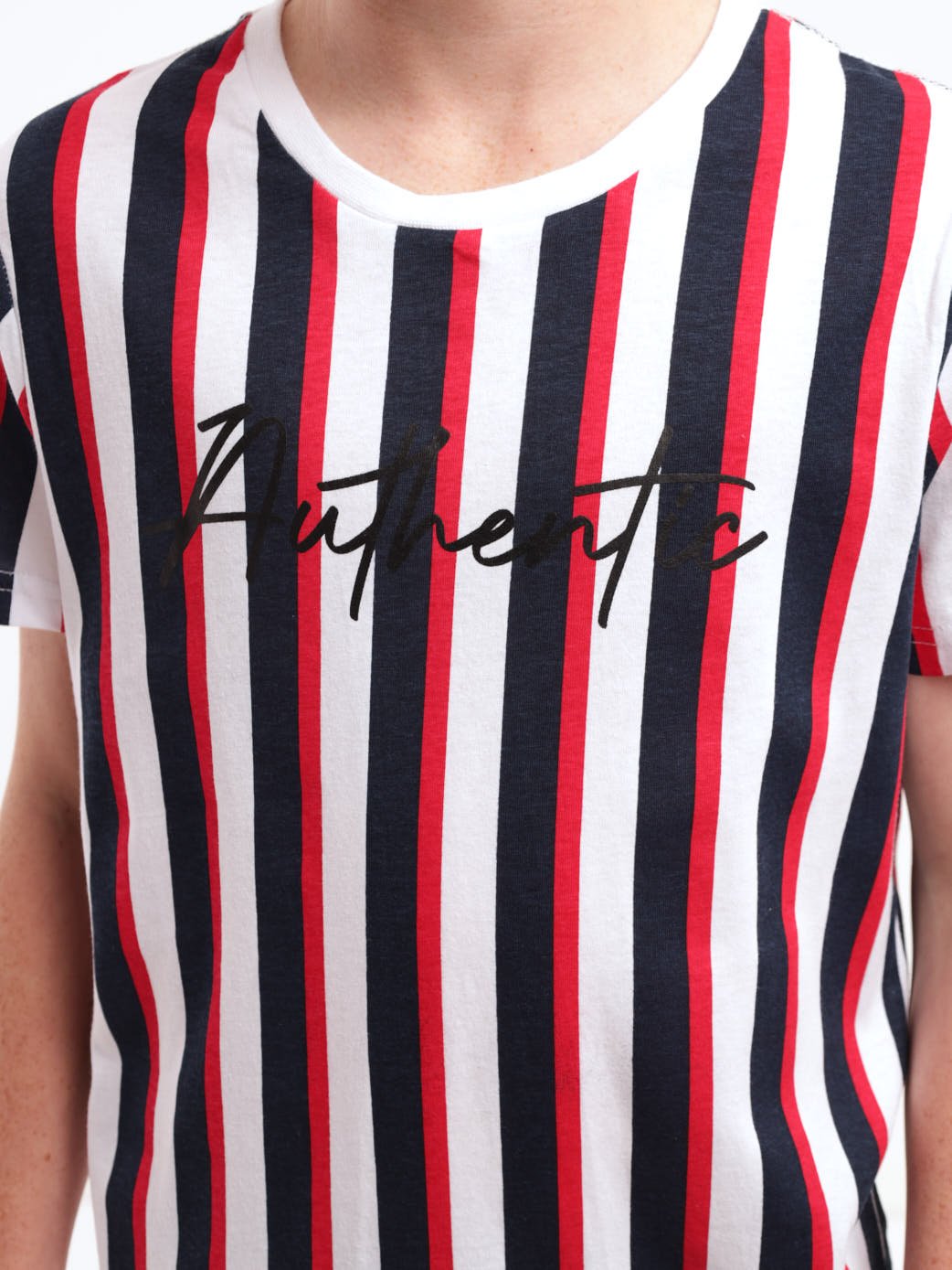 Boys Short Sleeve Striped Tee - Red/Navy/White