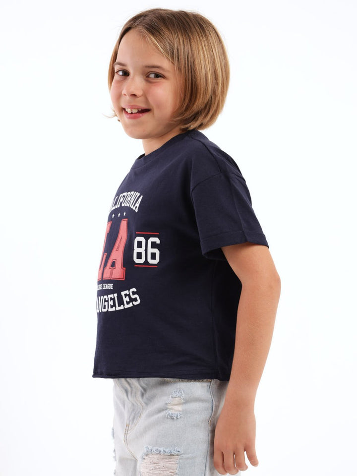 Girls Cali Boxy Tee - Navy