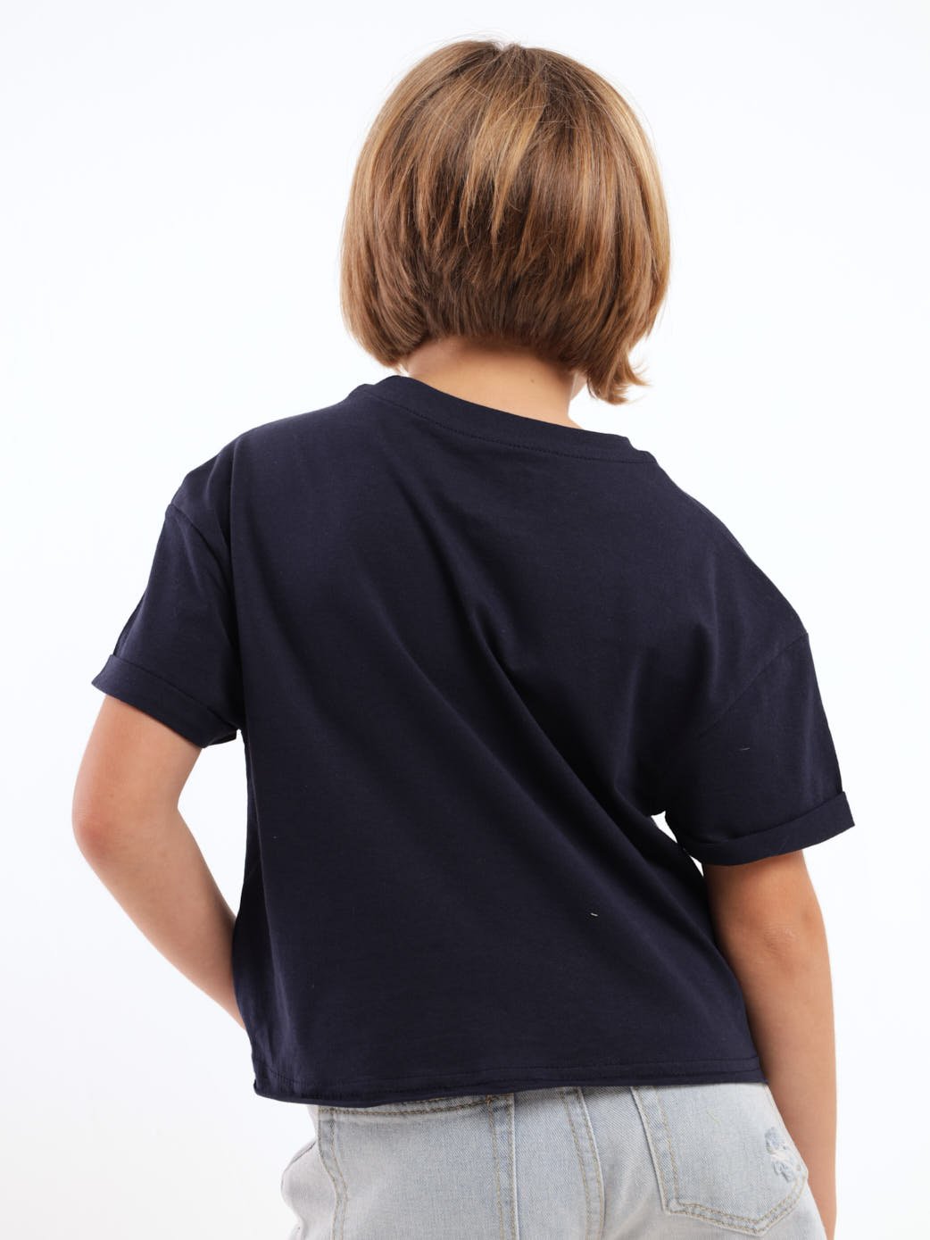 Girls Cali Boxy Tee - Navy