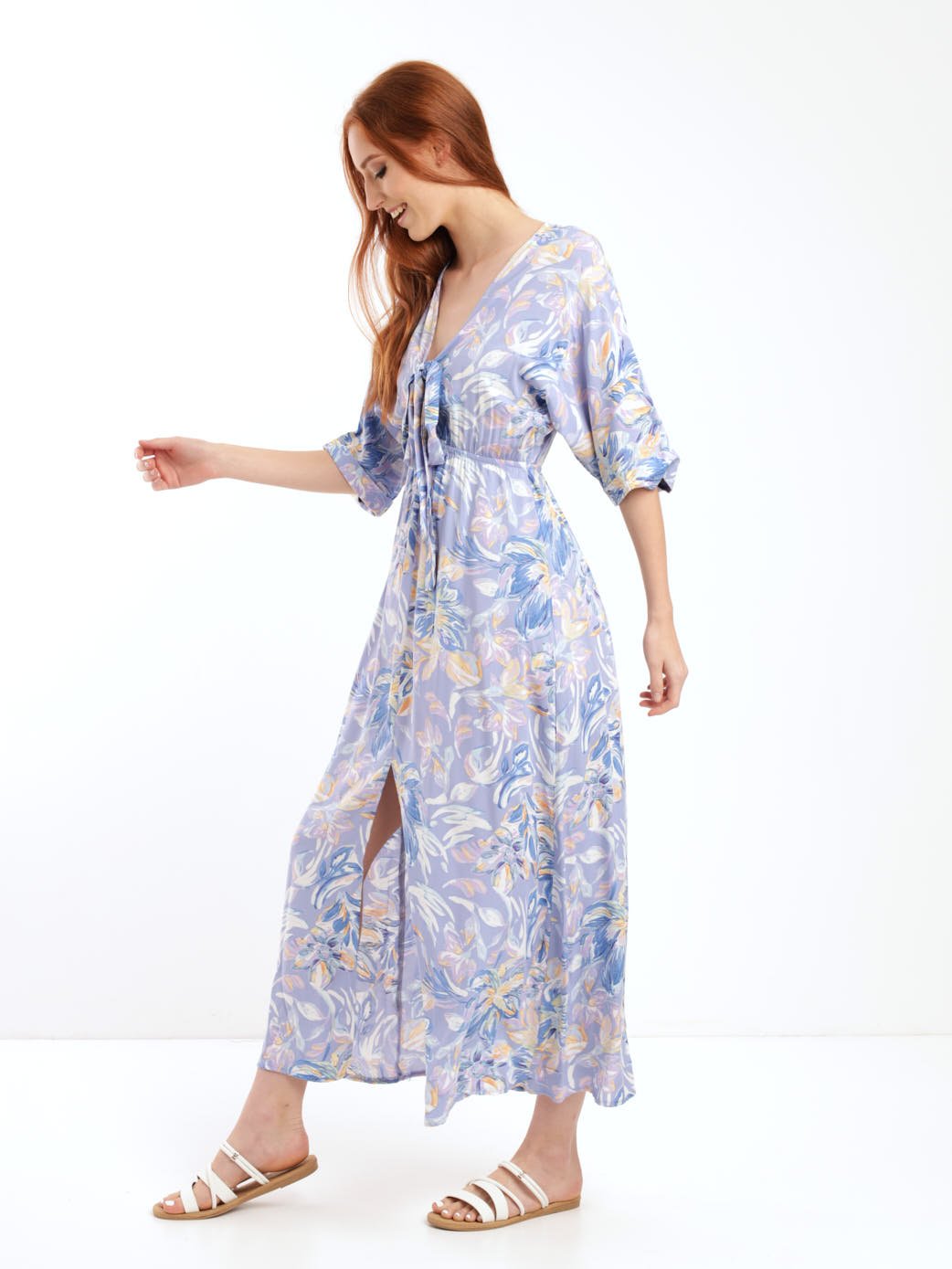 Ladies Waisted Floral Maxi Dress