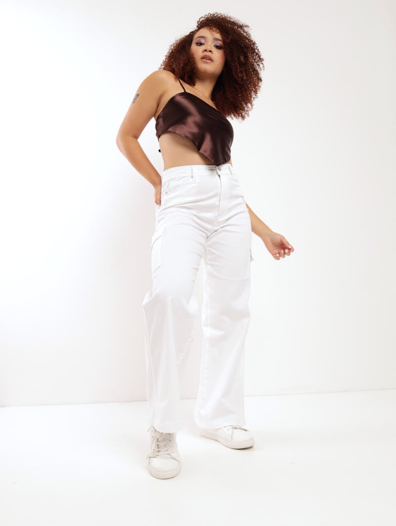 Ladies Cargo Pant - White