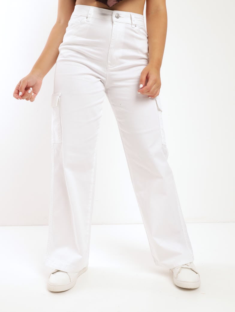 Ladies Cargo Pant - White
