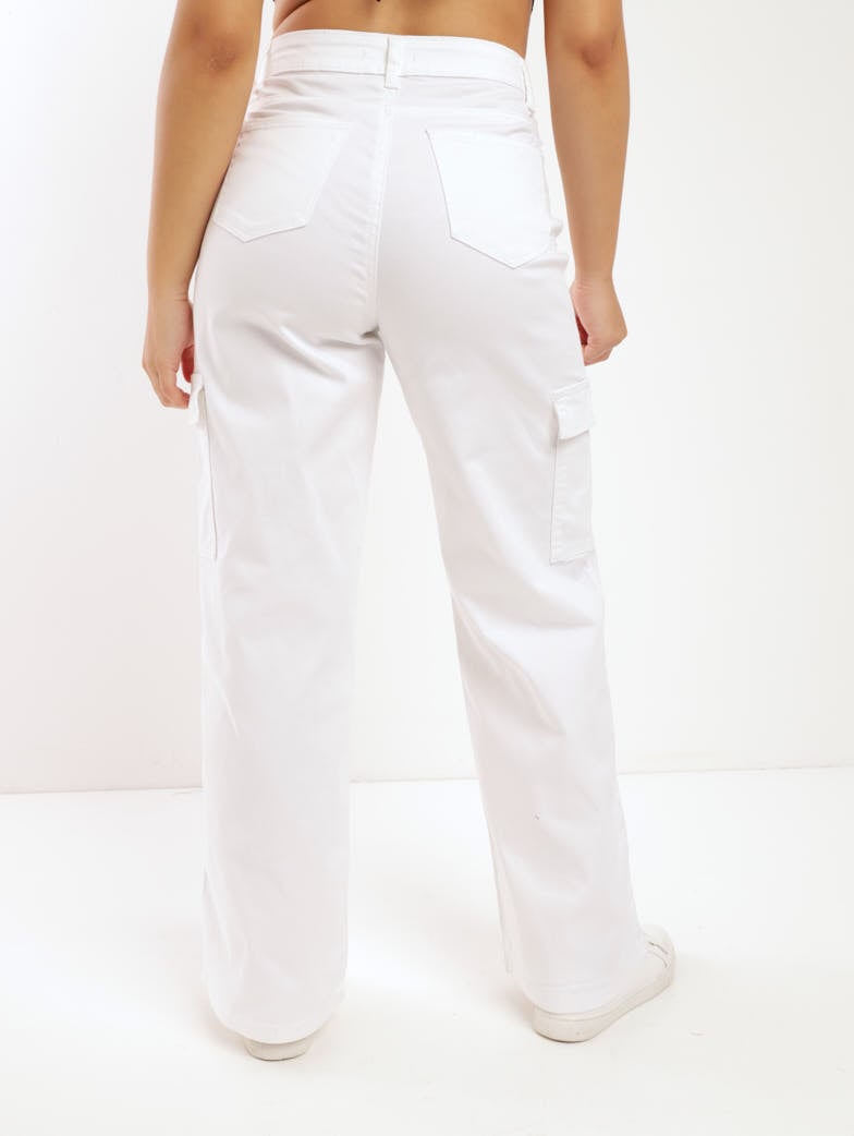 Ladies Cargo Pant - White