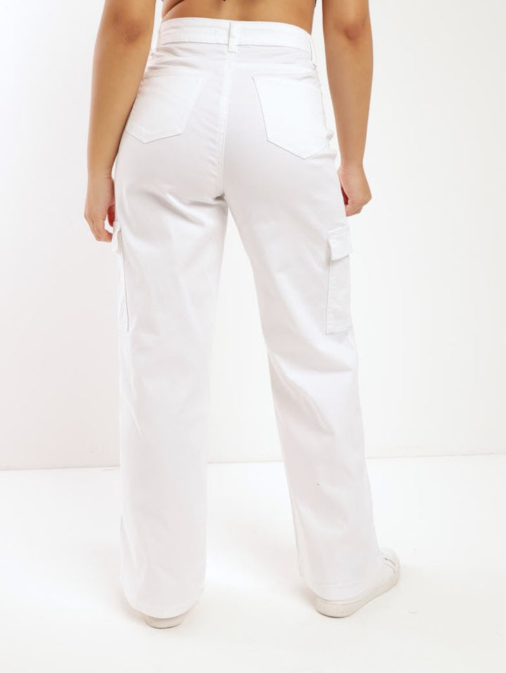 Ladies Cargo Pant - White