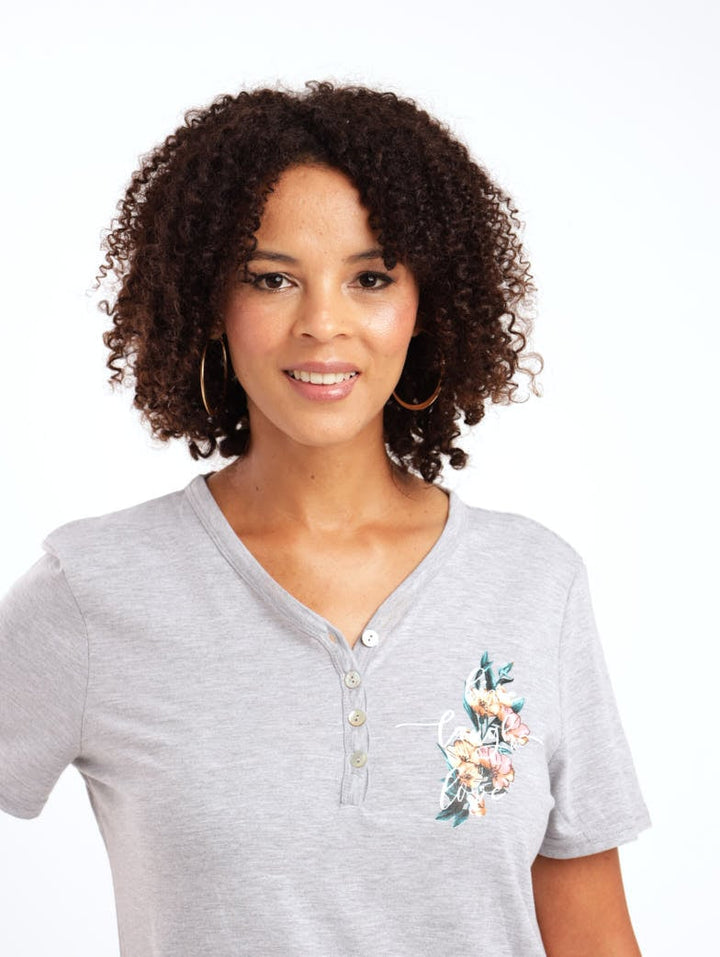 Ladies Classic Floral Henley Sleepwear