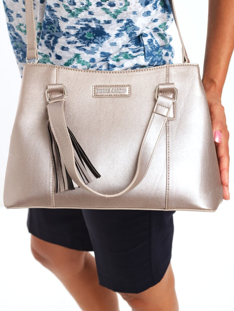 Ladies Abigail Relaxed Satchel Bag - Pewter