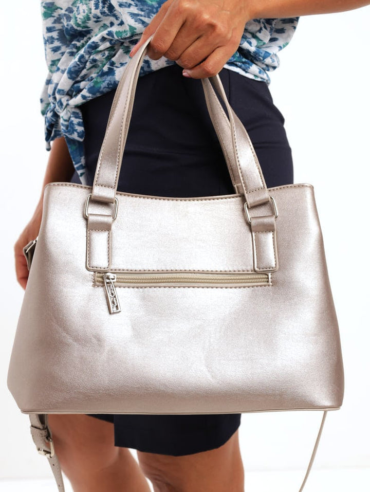 Ladies Abigail Relaxed Satchel Bag - Pewter