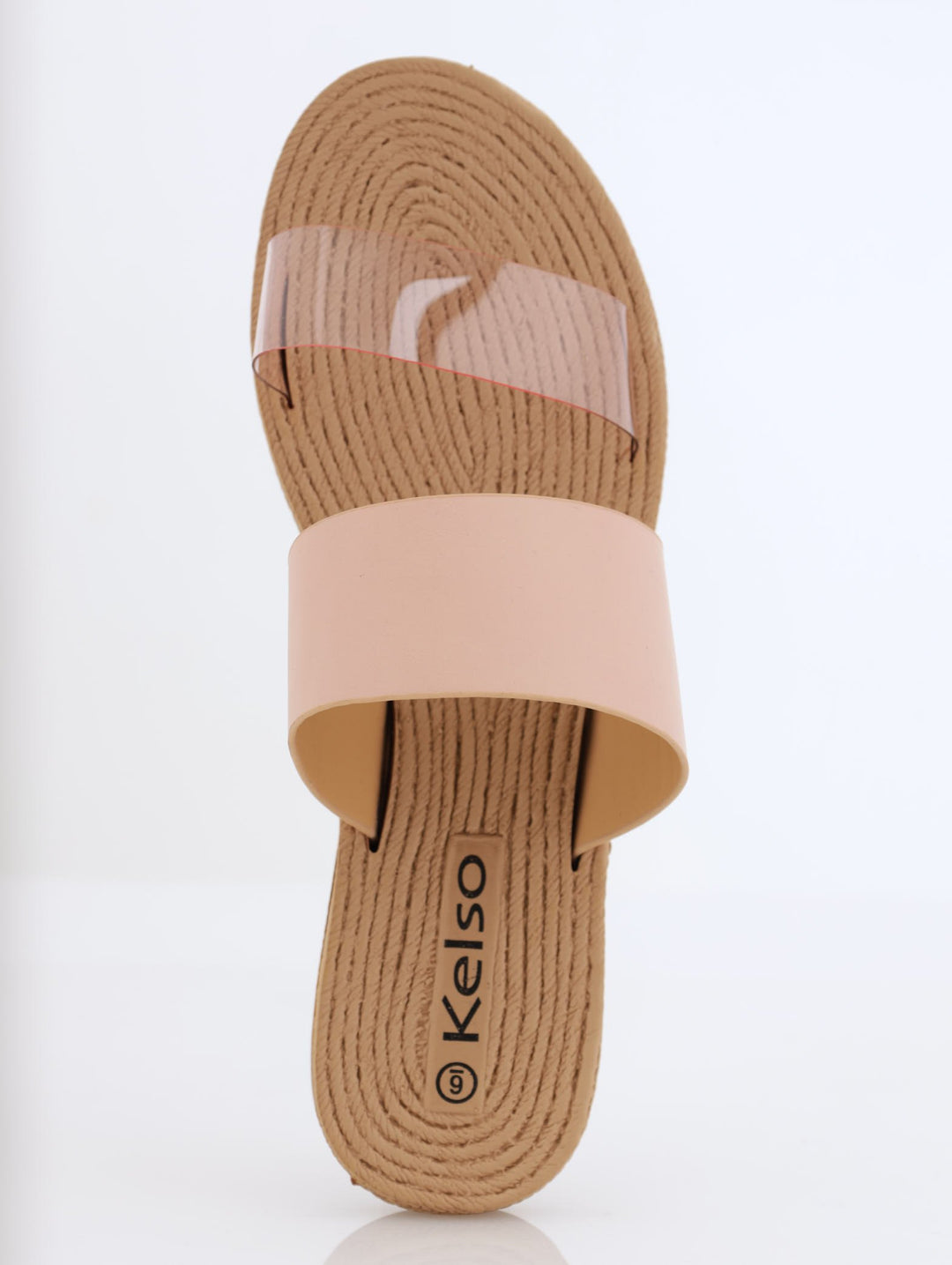 Ladies Moulded Flat Double Strap Push-in Sandal - Blush