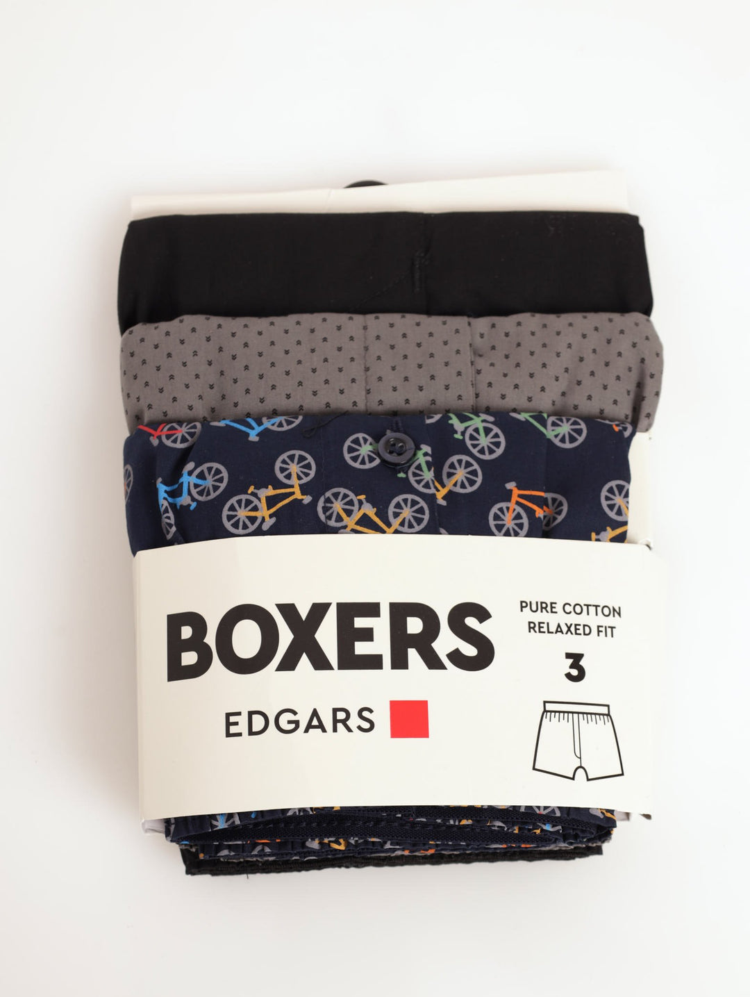 Men's 3 Pack All Over Printed Boxers - Grey