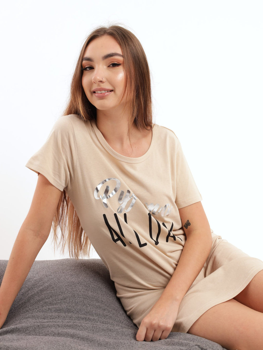 Ladies Pyjama All Day Sleepshirt - Oatmeal