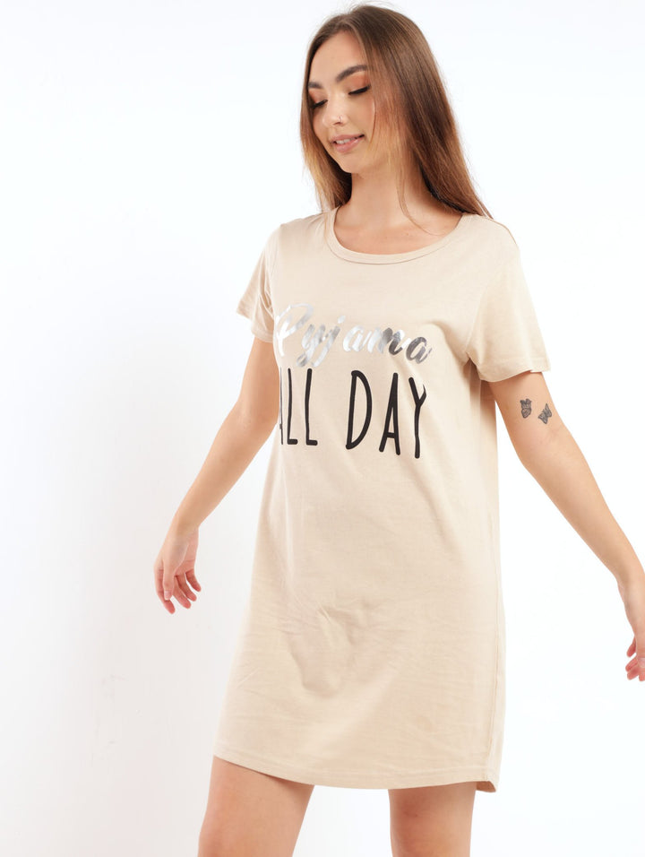 Ladies Pyjama All Day Sleepshirt - Oatmeal