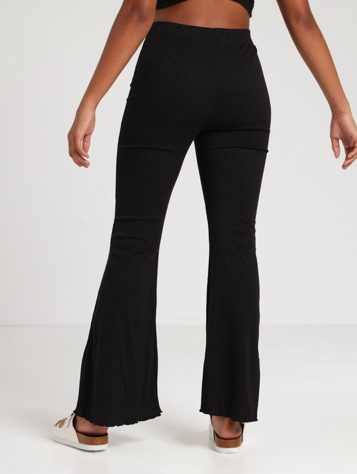 Girls Flare Rib Pant - Black