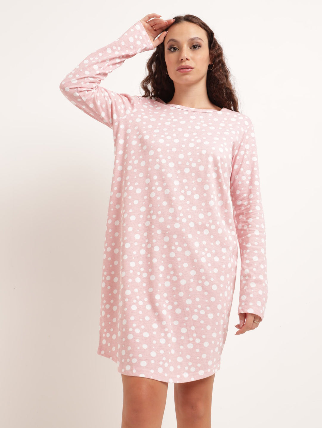 Ladies Block Spot Sleepshirt - Pink