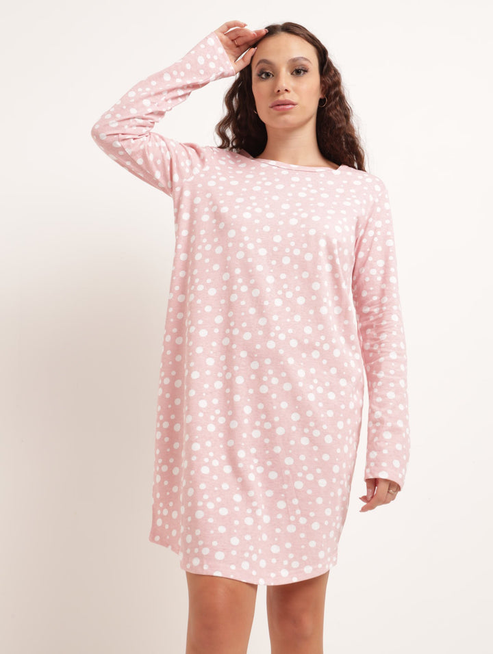 Ladies Block Spot Sleepshirt - Pink