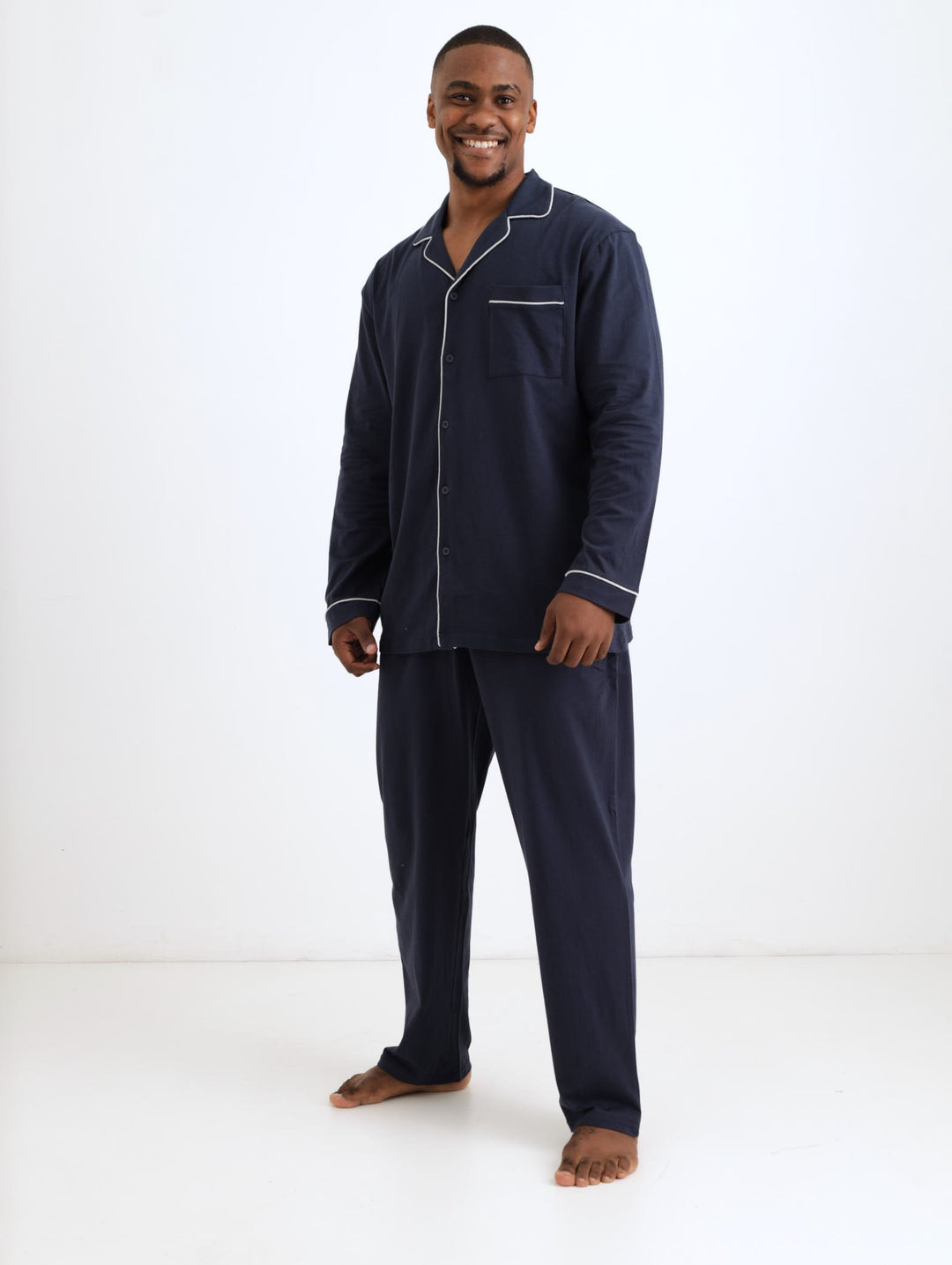 Men's Button Through PJ - Deep Navy