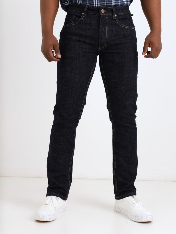 Men's Navy Raw Rinse Slim Denim Jean