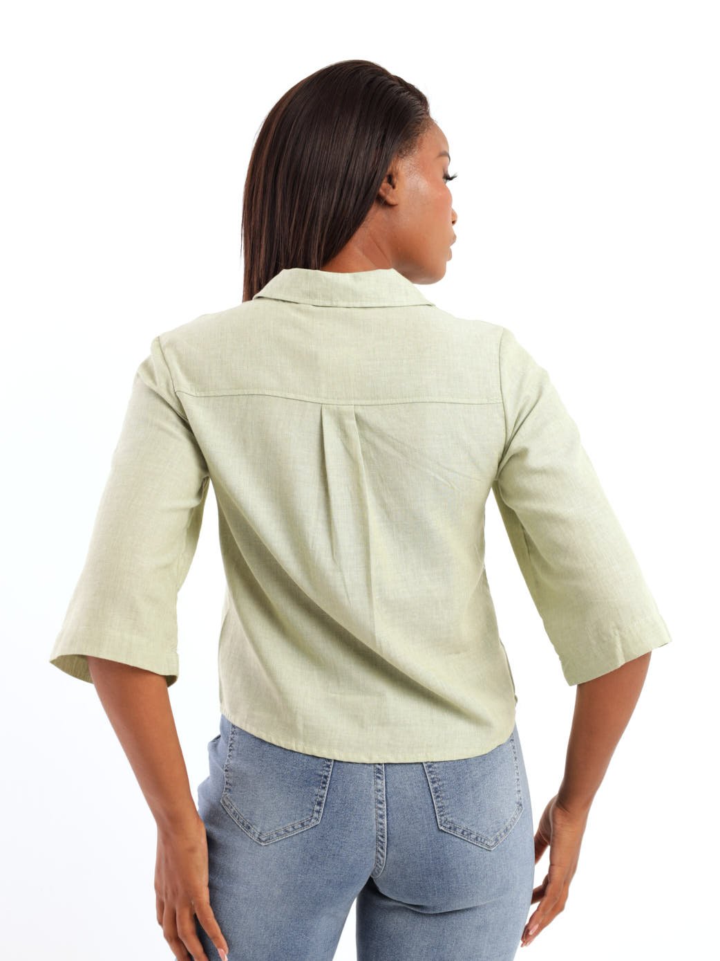 Ladies Short Sleeve Boxy Pocket Shirt - Sage