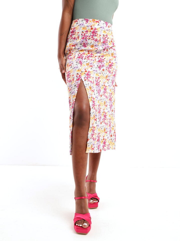 Ladies Side Slit Midi Skirt