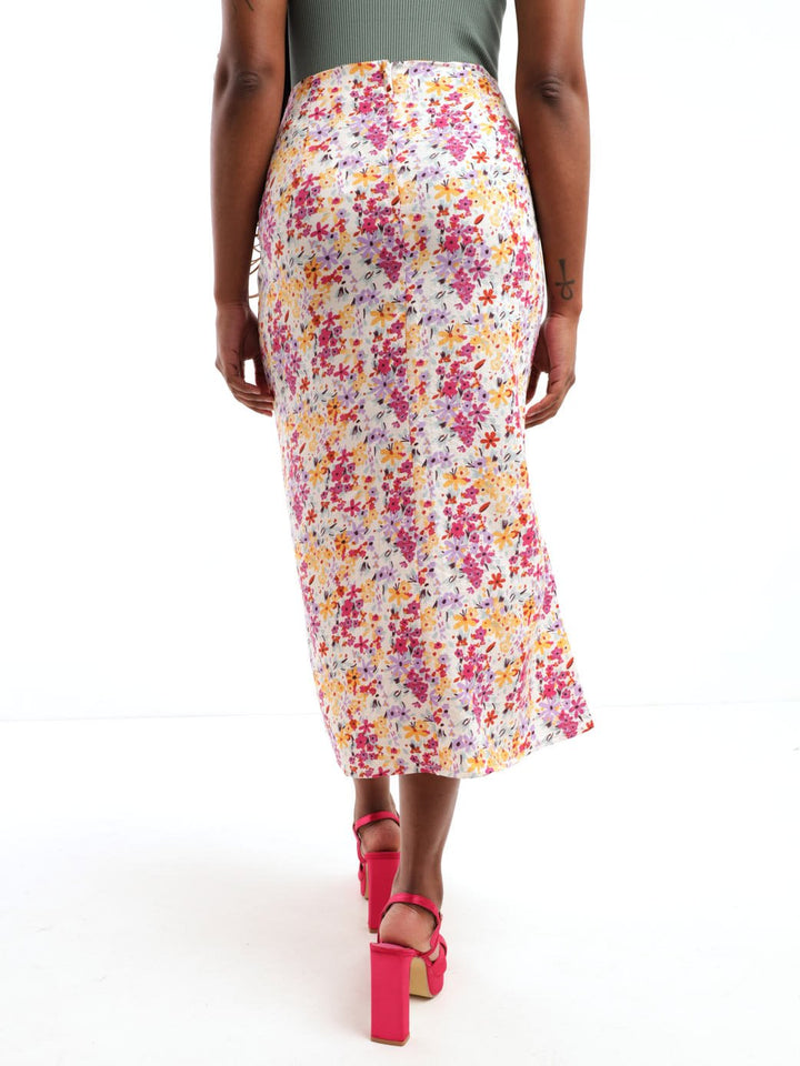 Ladies Side Slit Midi Skirt