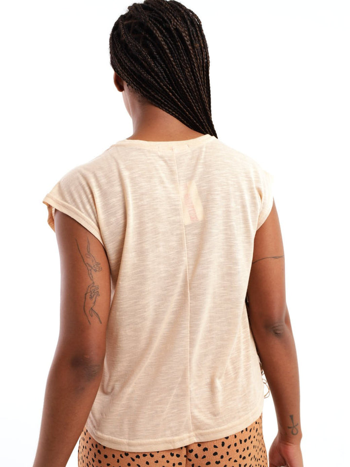 Ladies Icon Curly Hair Top - Stone