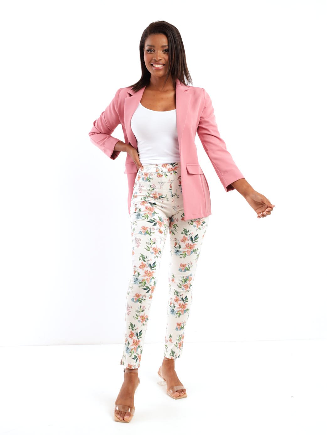 Ladies Half Lined Blazer - Dusty Rose