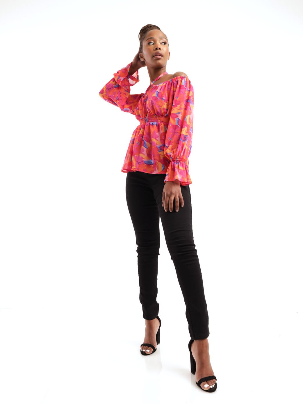 Ladies Off The Shoulder Elastic Waist Top