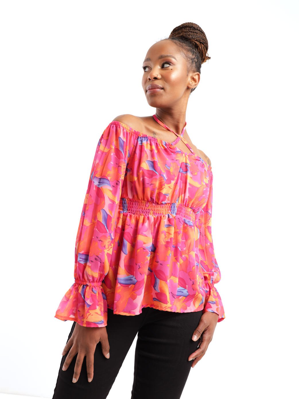 Ladies Off The Shoulder Elastic Waist Top