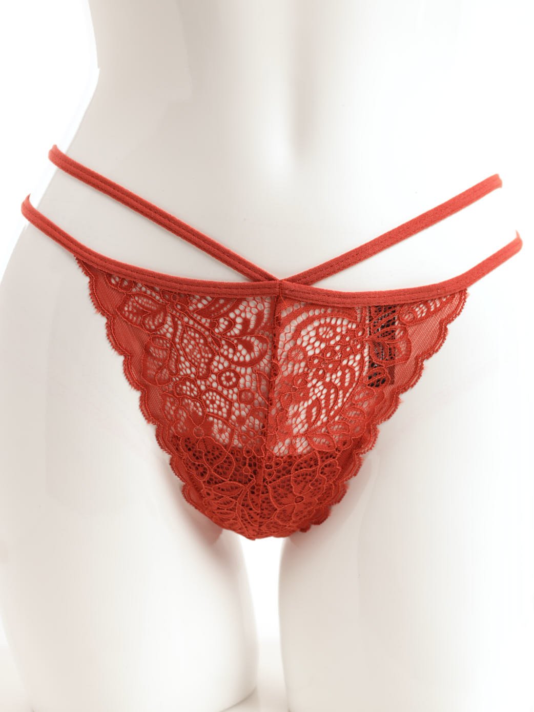Ladies Lace T-String Panty - Rust