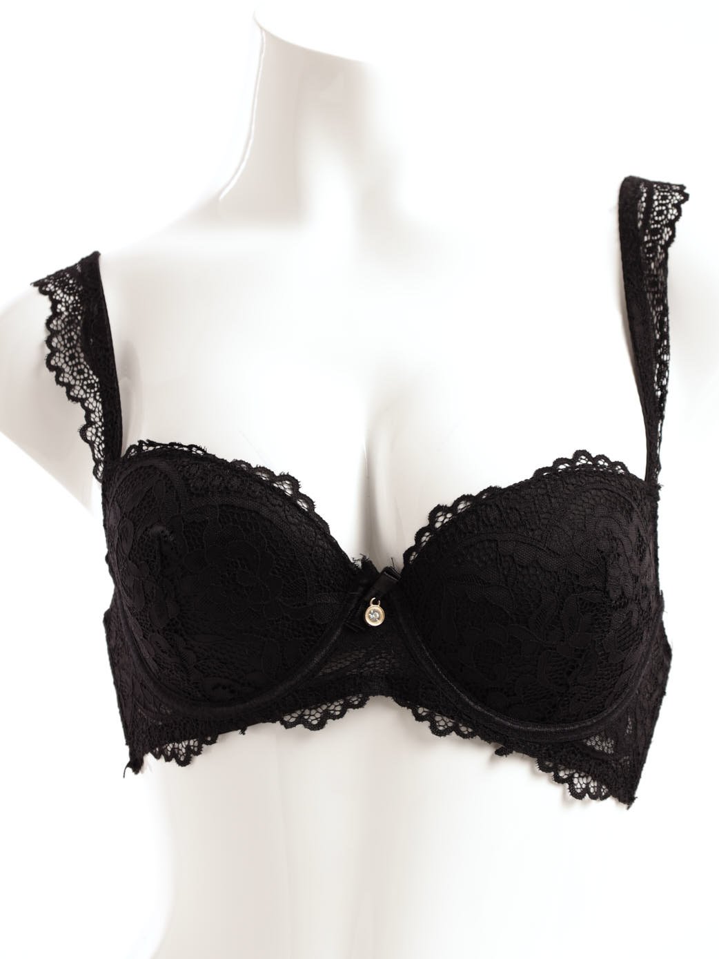 Ladies Lace Plunge T-Shirt Bra - Black