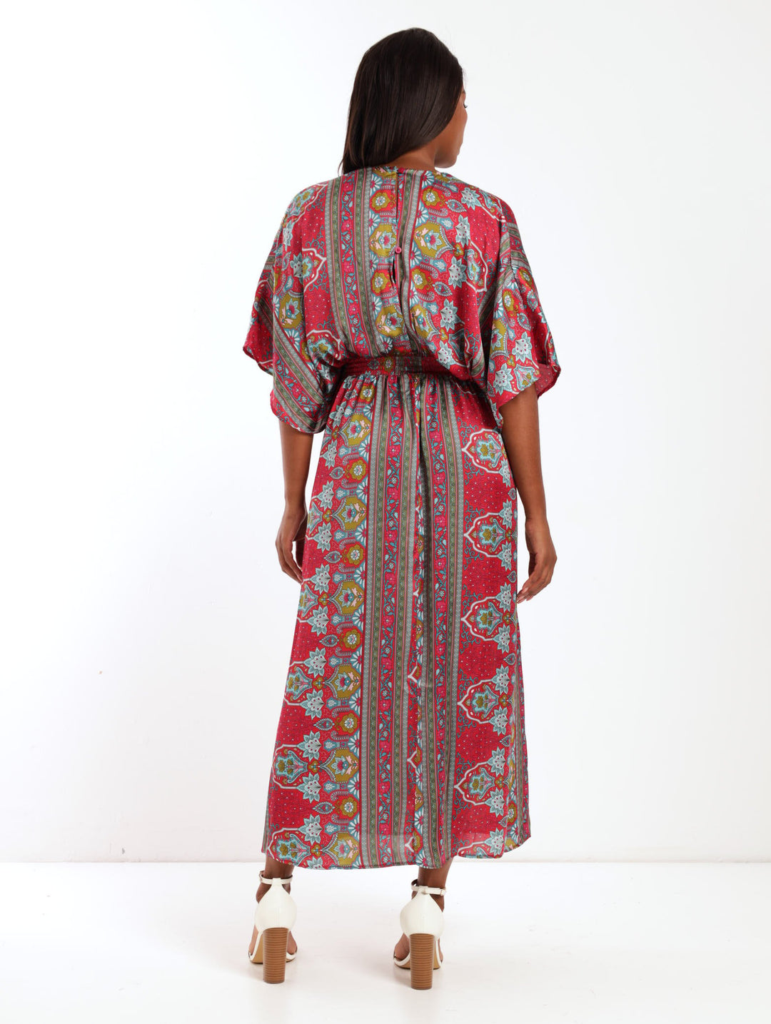 Ladies Short Sleeve Kaftan Maxi Dress