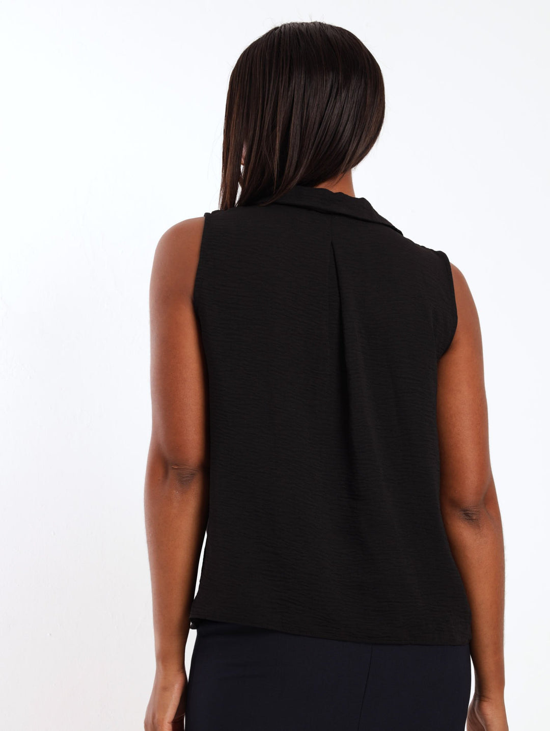 Ladies Sleeveless Wrap Shirt - Black