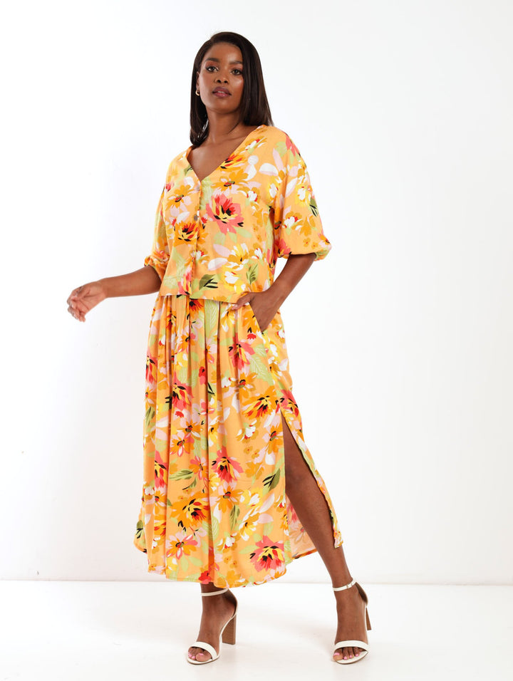 Ladies Tulip Midi Skirt - Peach