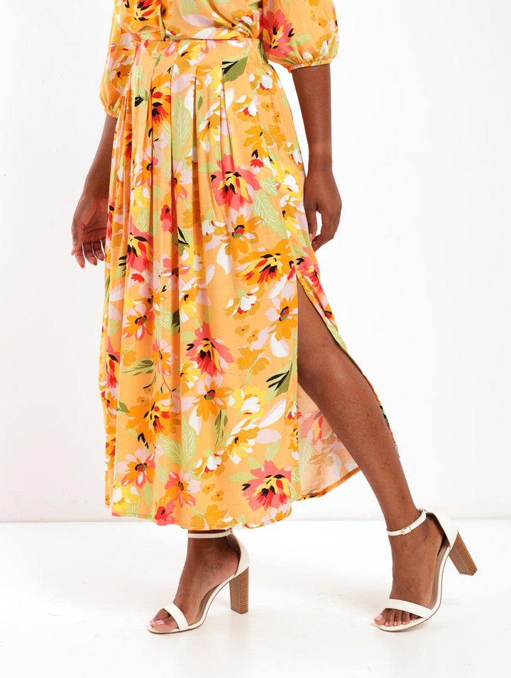 Ladies Tulip Midi Skirt - Peach