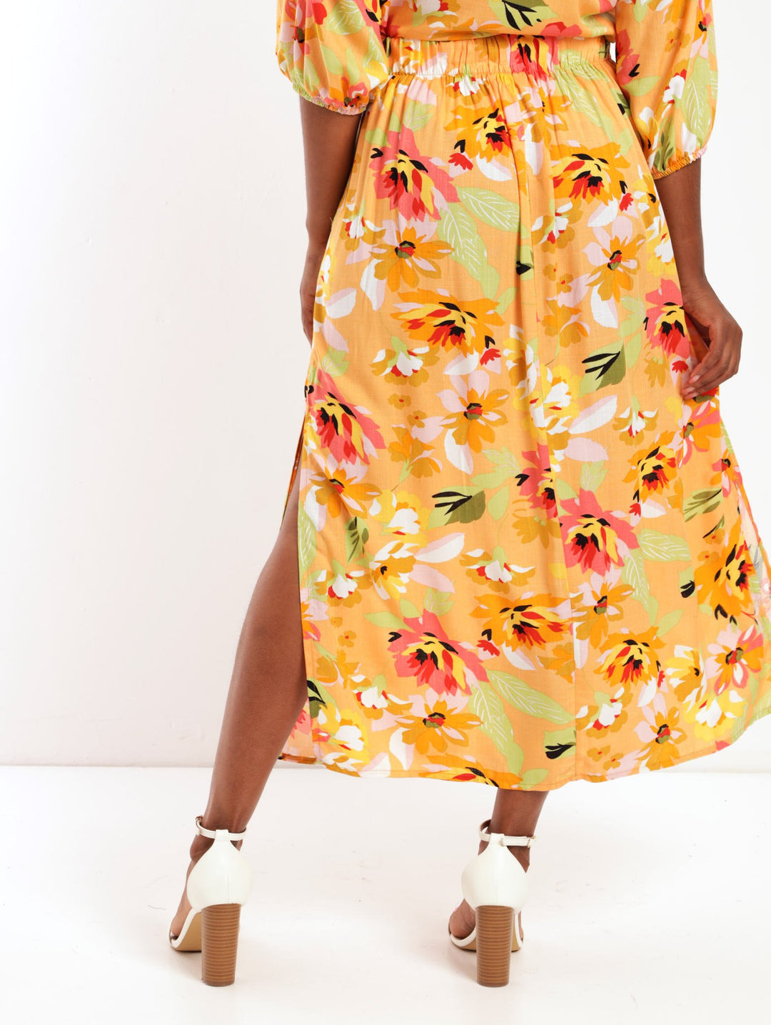 Ladies Tulip Midi Skirt - Peach