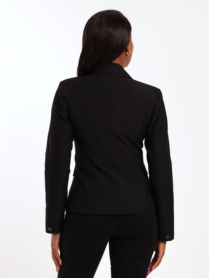 Ladies Gold Button Blazer - Black