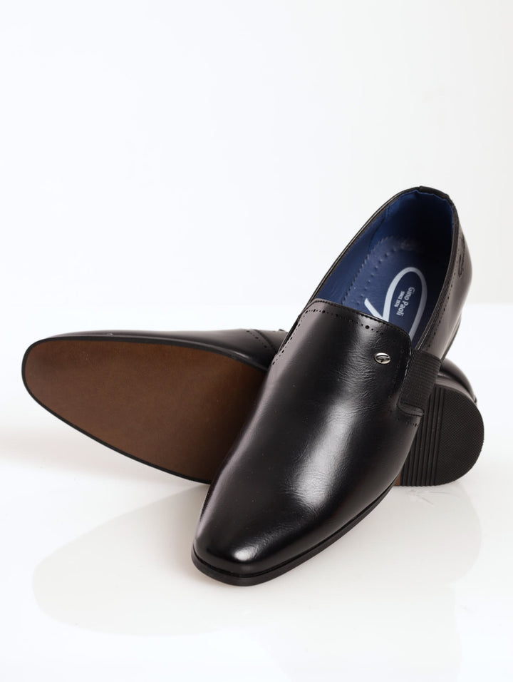 Men's Plain Slip-On Shoe With Elastic Side - Black