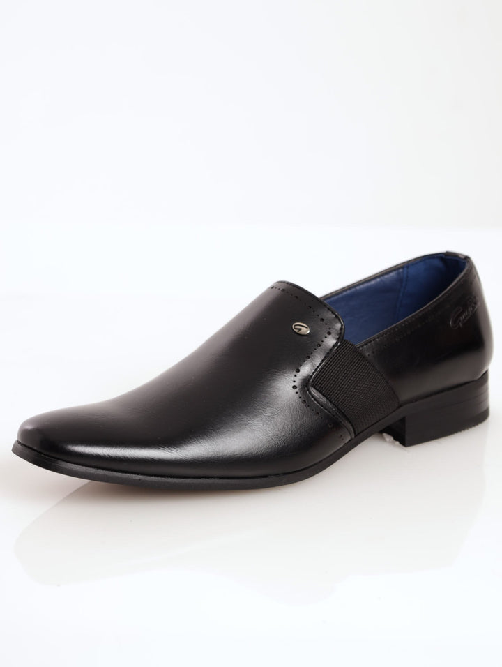 Men's Plain Slip-On Shoe With Elastic Side - Black