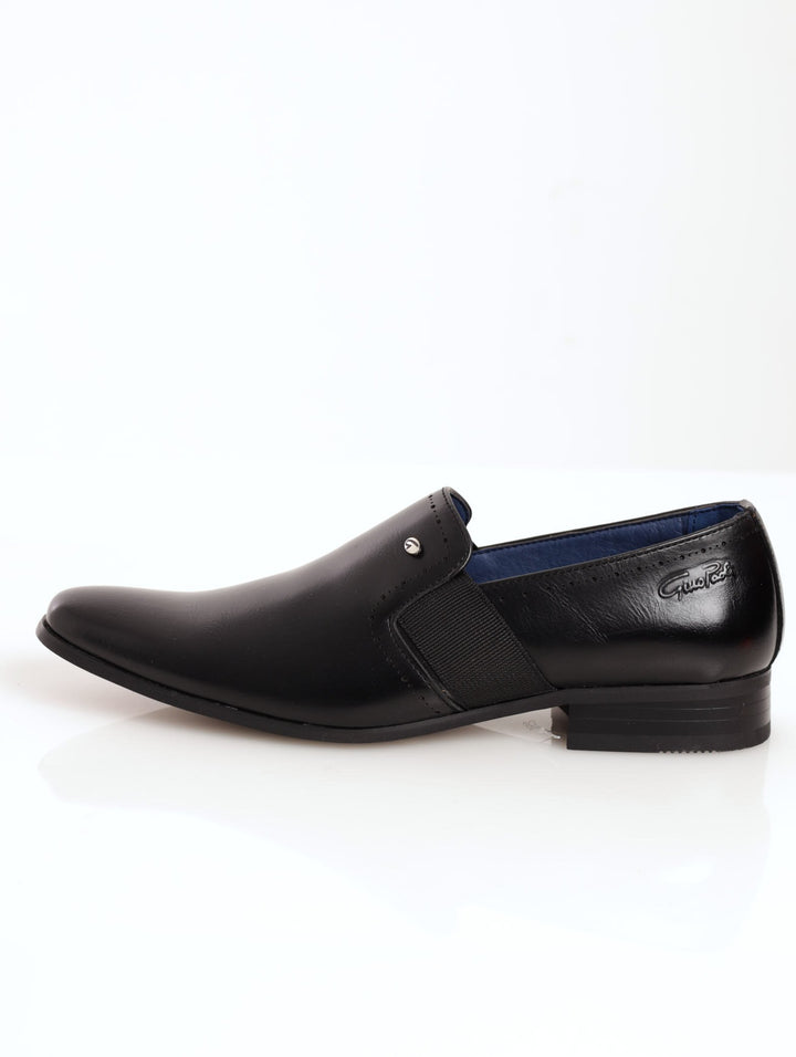 Men's Plain Slip-On Shoe With Elastic Side - Black