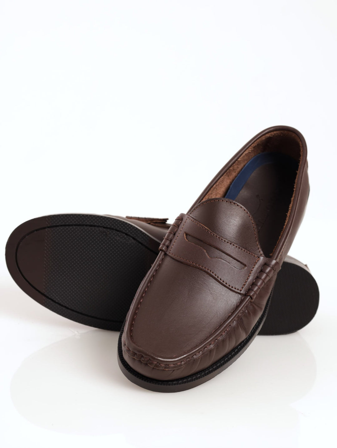 Men's Slip-On Penny Moccasin Leather Formal Shoe - Brown