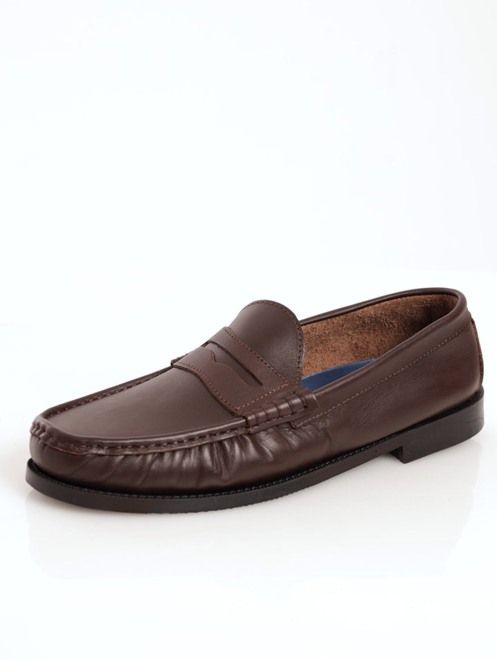 Men's Slip-On Penny Moccasin Leather Formal Shoe - Brown