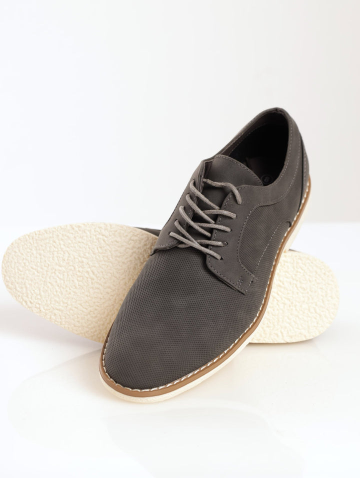 Men's Pin Punched Smart Casual Derby Shoe - Grey