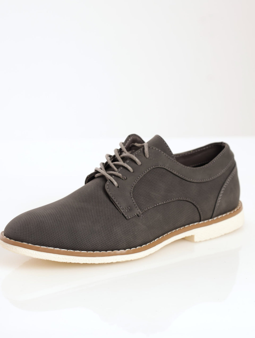 Men's Pin Punched Smart Casual Derby Shoe - Grey