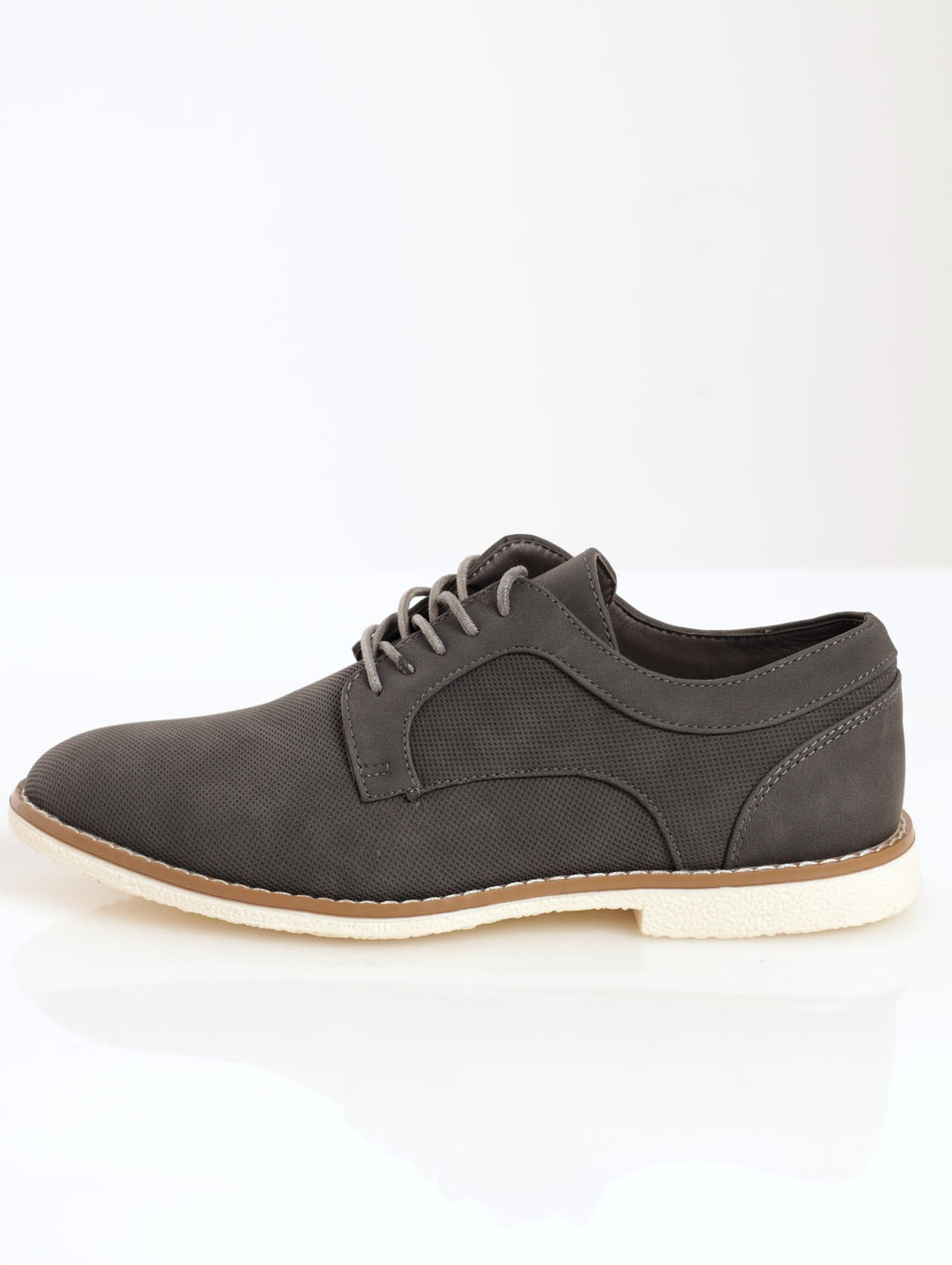Men's Pin Punched Smart Casual Derby Shoe - Grey