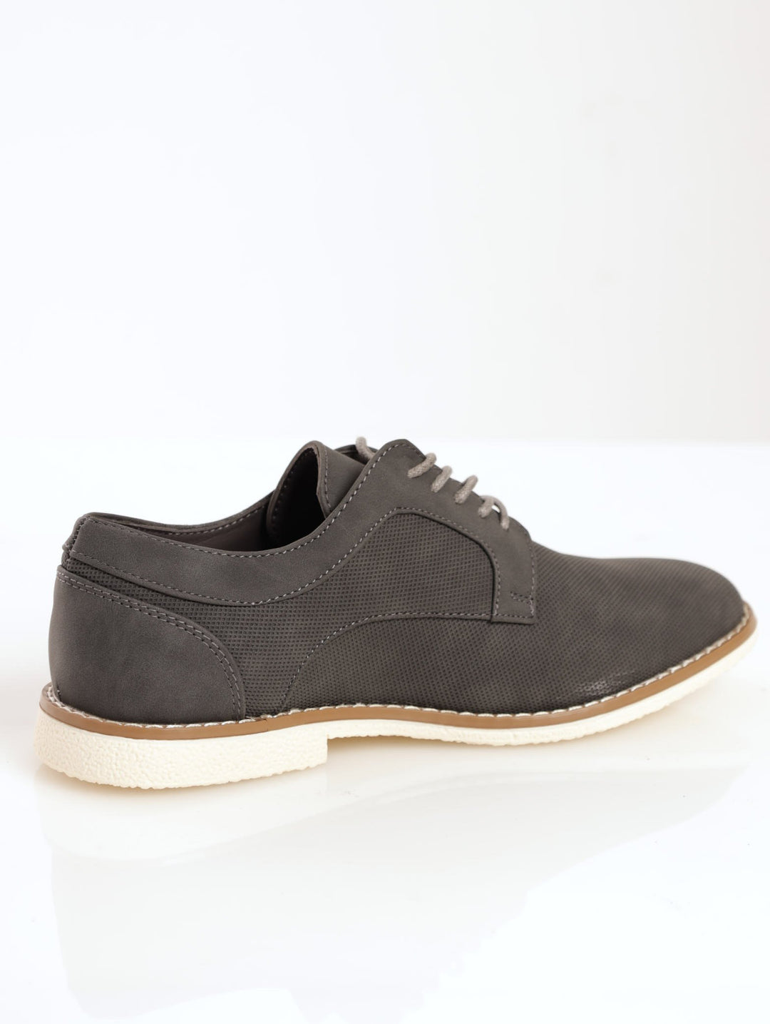 Men's Pin Punched Smart Casual Derby Shoe - Grey
