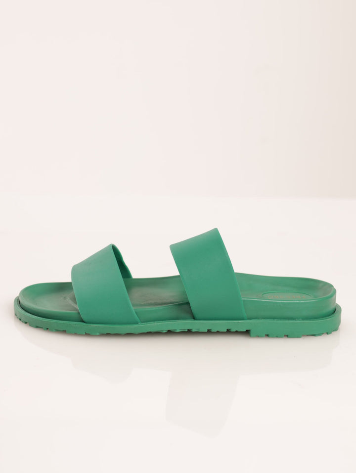 Ladies Double Strap Slide Sandal - Green
