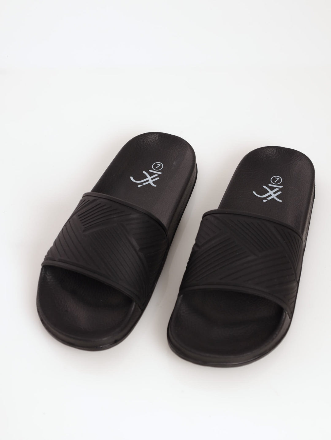 Men's Embossed Rubber Upper Pool Slide Sandal - Black
