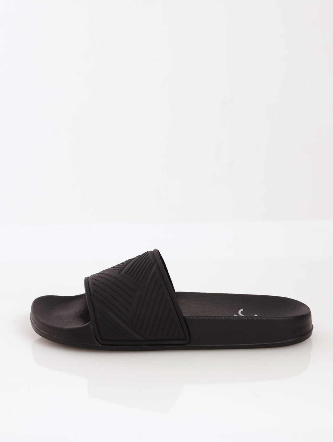 Men's Embossed Rubber Upper Pool Slide Sandal - Black