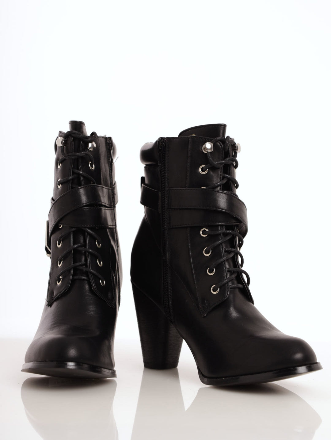 Ladies Military Heel Boot - Black