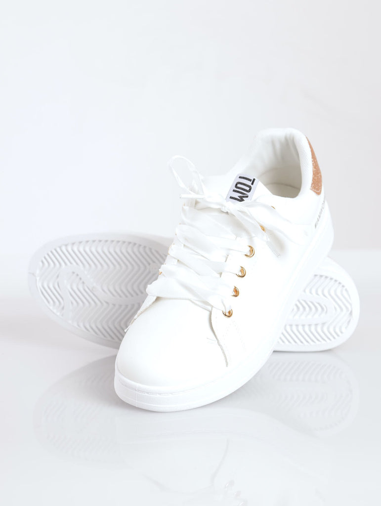 Ladies Ladies Glitz PU Lace Up Sneaker White – Edgars