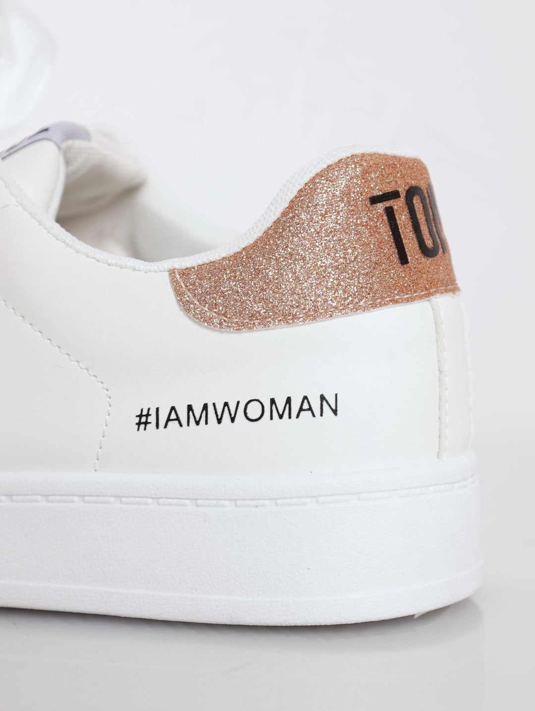 Ladies Glitz PU Lace Up Sneaker - White